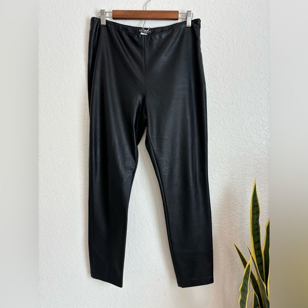 Venus Black Faux Leather Ankle Pants Size 10